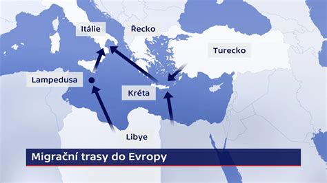 ilustrativni mapa migračních cest Evropa